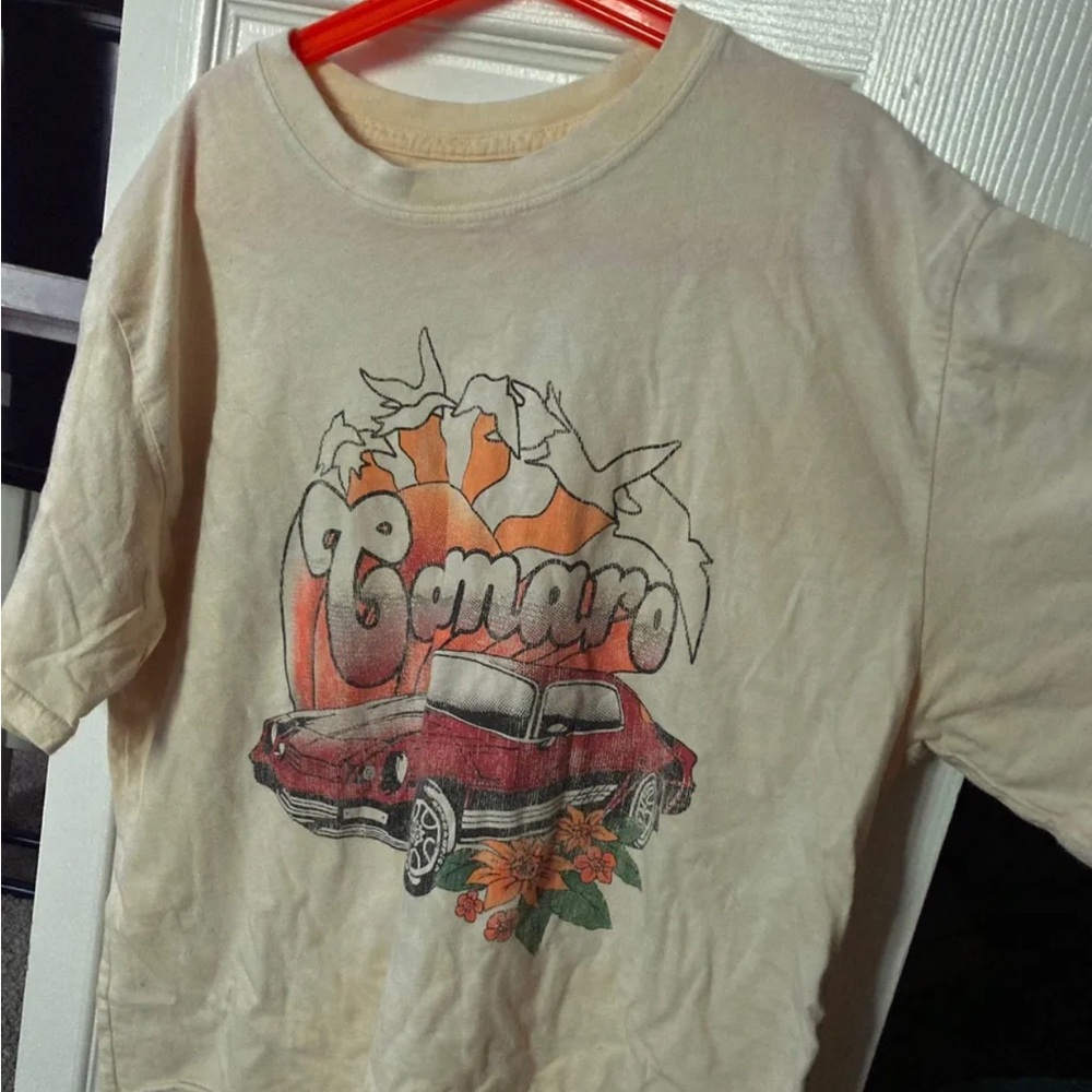 Target Cream Short Sleeve Tee with Vintage Camaro Graphic